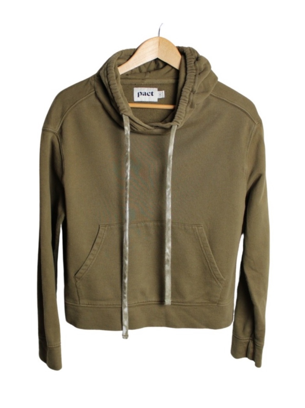 Pact Hoodie Womens Medium Green Organic Cotton Sweatshirt Pullover Pocket